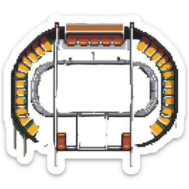 quidditch field with goal hoops and stadium seating around the oval field sticker