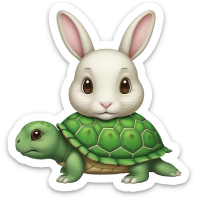  lapin qui a les yeux fermés et la tortu qui mange de la letu sticker