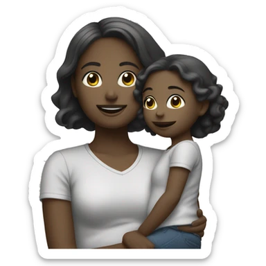  Mommy and her daughter bonding in greyscale sticker