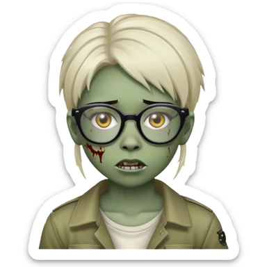 zumbi girl with tomboy hair and glasses sticker