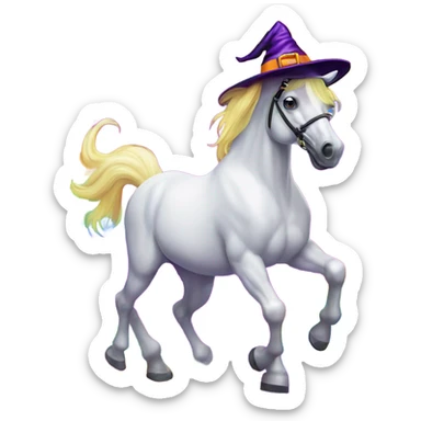 Lisa frank Halloween horse with witch hat sticker