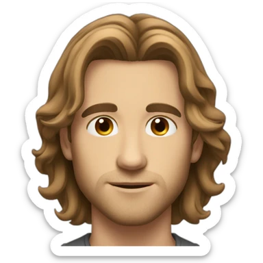 brown mid long hair beautiful white man sticker