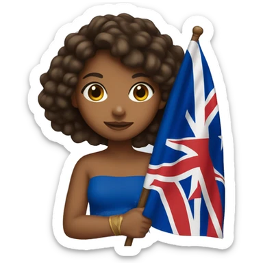 Brown girl holding Samoan flag sticker