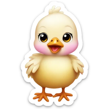 Baby chicken with pink bow sticker