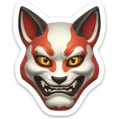oni kitsune japanese mask sticker