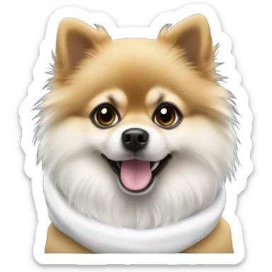 White and black Pomeranian in a hoodie sticker