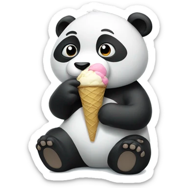 Panda eating ice cream sticker