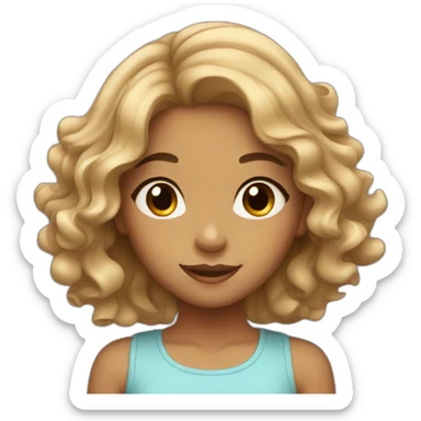 Cute tan girl with wavy black hair sticker