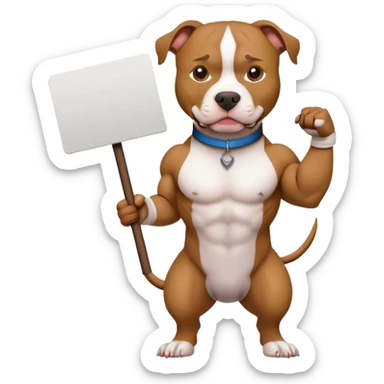 Pit bull holding a sign that says L sticker