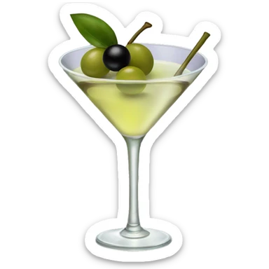 Martini with olives and a thin black bow around stem sticker