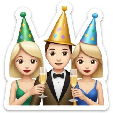 strong team of 3 partying together sticker