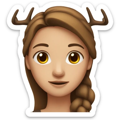 Girl with deer antlers and brown hair sticker