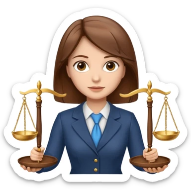 legal expert woman with brown hair holding scales of justice sticker
