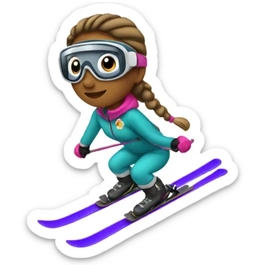 Girl skiing sticker