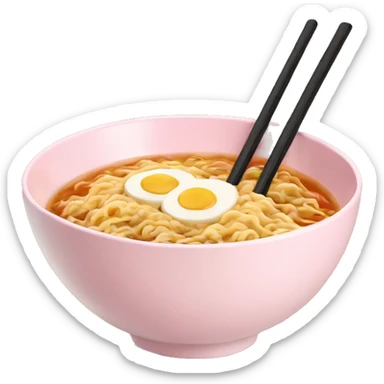 Ramen in a light pink bowl sticker