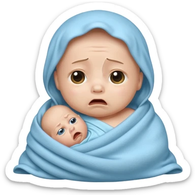 swaddled baby crying sticker