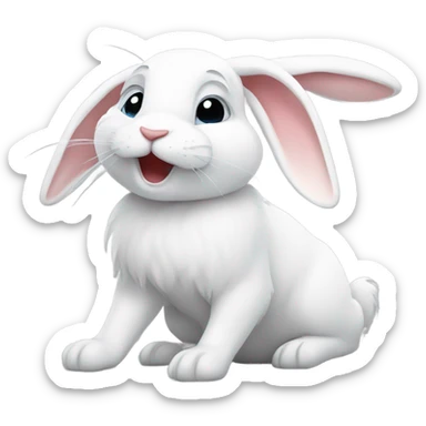 White rabbit fainting sticker
