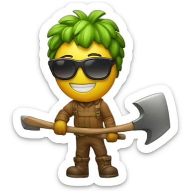 henryanand with a pickaxe with sunglass sticker