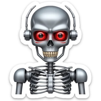 red eyed Terminator with metal skeleton sticker