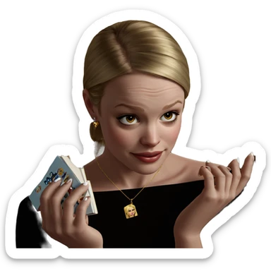 blonde girl with jewelry and book sticker