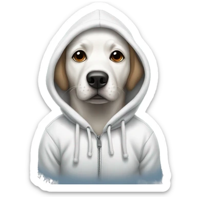White Christmas dog wearing a hoodie sticker