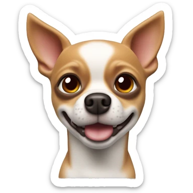 Perro Chihuahua sostiene corazón rojo, fondo blanco, claymation sticker