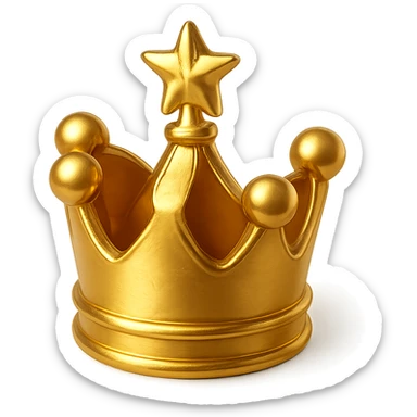 royal crown with a small star on top, playful and celebratory, thick black outline, simple colors, made for YouTube channel emoji visibility sticker