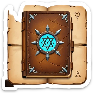 Spell Book – Old leather book glowing with runes sticker