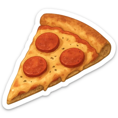 ghibli style illustration of a pizza slice sticker