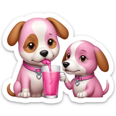 Dog pink drinking mate sticker