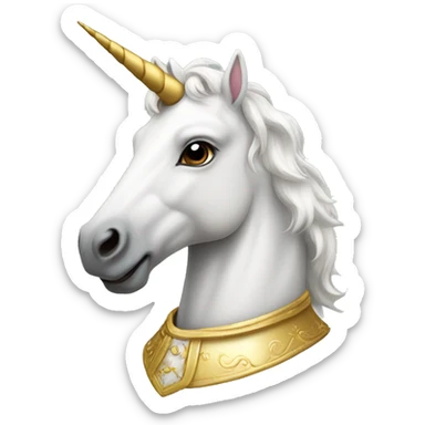 White unicorn with a gilded collar sticker
