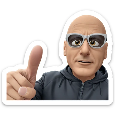 bald boy in black jacket sticker