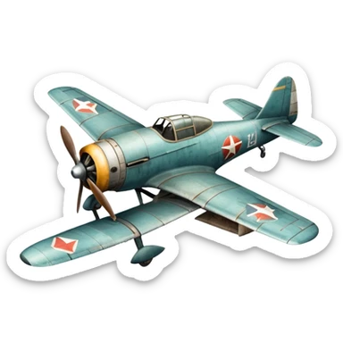 vintage propeller fighter plane sticker