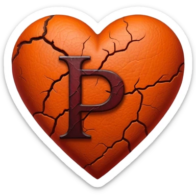 Can you make a dark orange heart with a dark red letter in the middle in a gothic style, the letter is P sticker