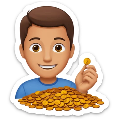 Person picking up pennies sticker