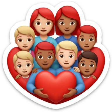 big heart with several small child figures inside sticker