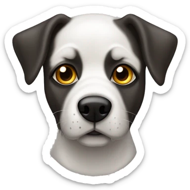 Perrito con un ojo de casa color, con manchas negras y blancas sticker