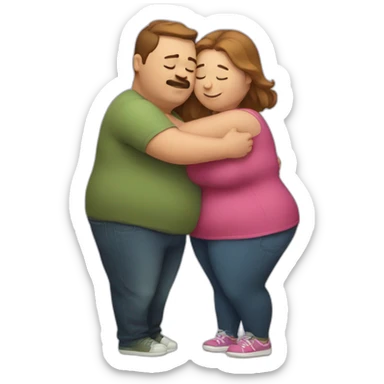 overweight couple hugging sticker