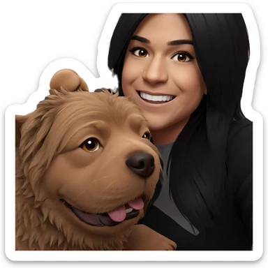 smiling person with dog sticker