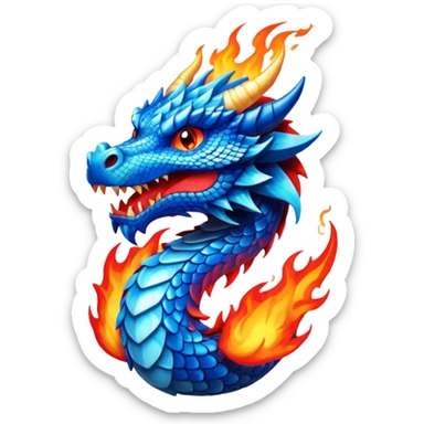 Dragão azul cospindo fogo  sticker