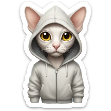 Hairless cat with a hoodie sticker