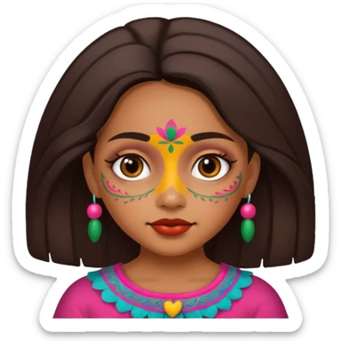 mexican cute girl with painted face sticker