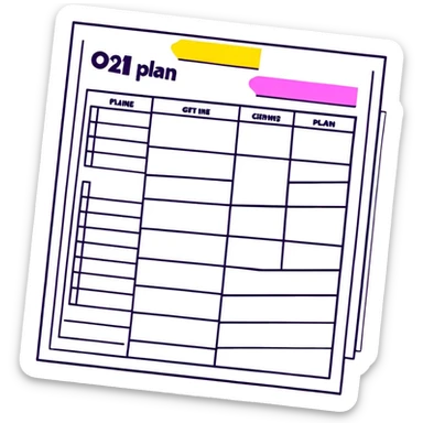 sticker style project plan with bold lines and playful colors sticker