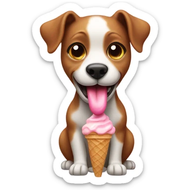 Cute dog eating ice cream  sticker