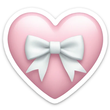 Pastel pink heart with white bow sticker