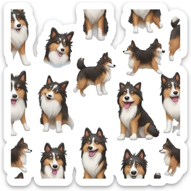  Black spotted brindle fluffy collie husky lurcher fox blue eyes fluffy ears and holographic harness running sticker