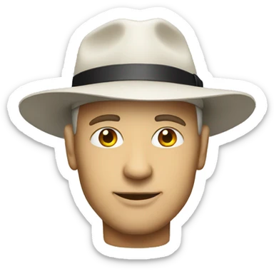 white bold man in a hat sticker