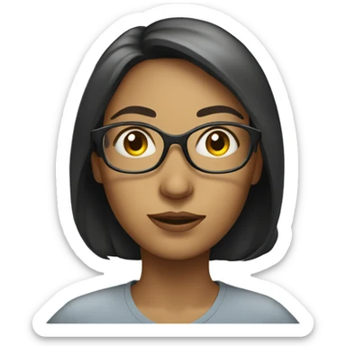 Woman with eyes looking up wearing glass sticker