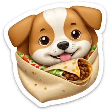 Dog eating a burrito sticker