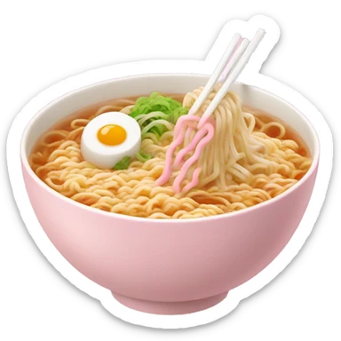 Ramen in a light pink bowl sticker